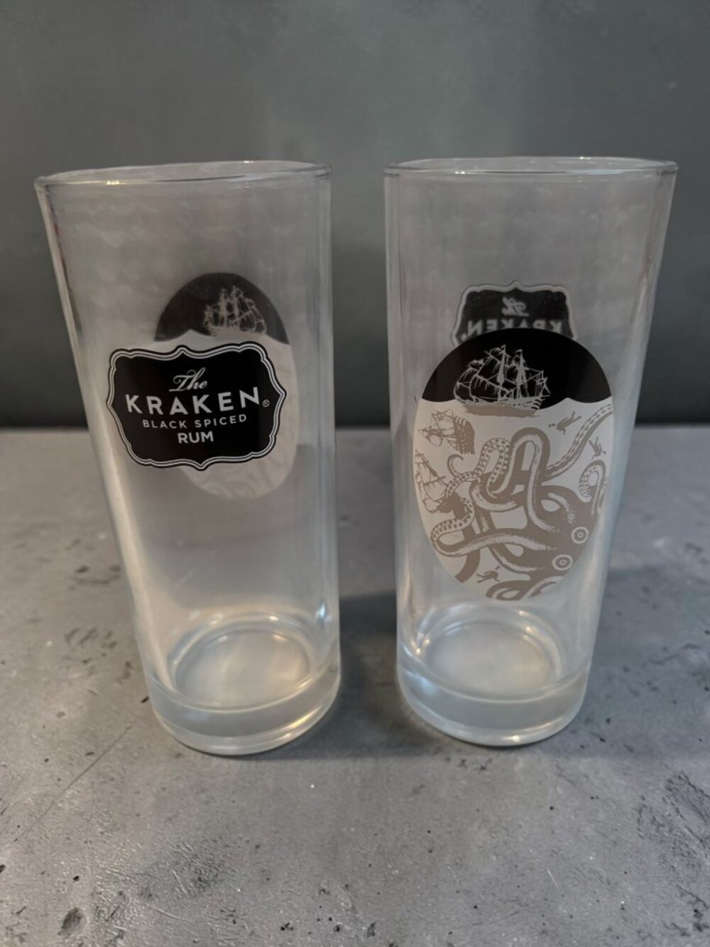 The Kraken Black Spiced Rum Themed Clear Glasses Set Of Two 16 Oz With Nautical